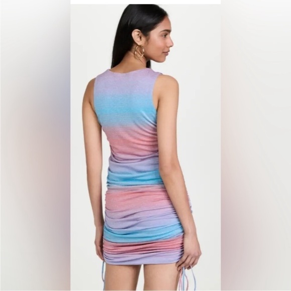 Le Superbe Baccara Ruched Metallic Striped Tank Dress Size S - Picture 2 of 11